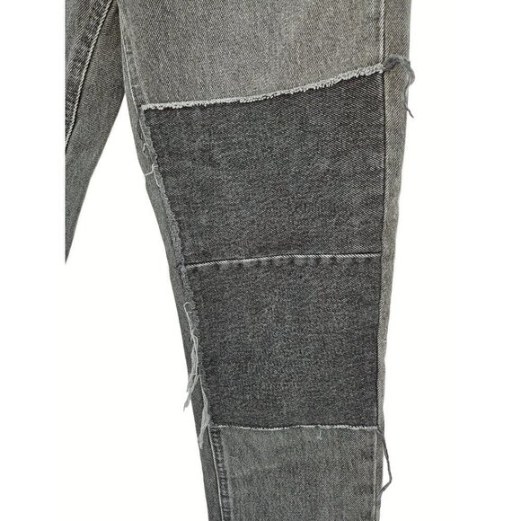 BDG Slim Straight Jeans Sz 26 2 High Rise Button Fly Patchwork Frayed Distressed - Picture 7 of 15